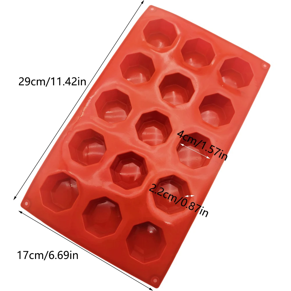 15 Hole Octagonal Prism Silicone Ice Grid Mold DIY French Mousse Dessert Baking Utensils Chocolate Pudding Biscuits Cake Molds