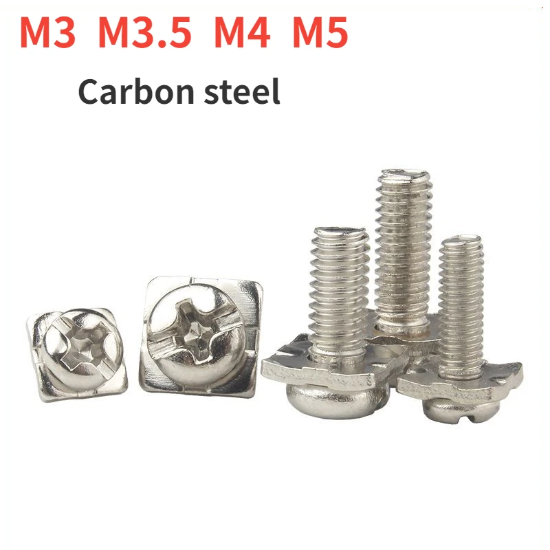 M3 M3.5 M4 M5 PM Square Washer Two Combination Screw Cross Round Head Pan Head Pad Nickel Plated Small Screws