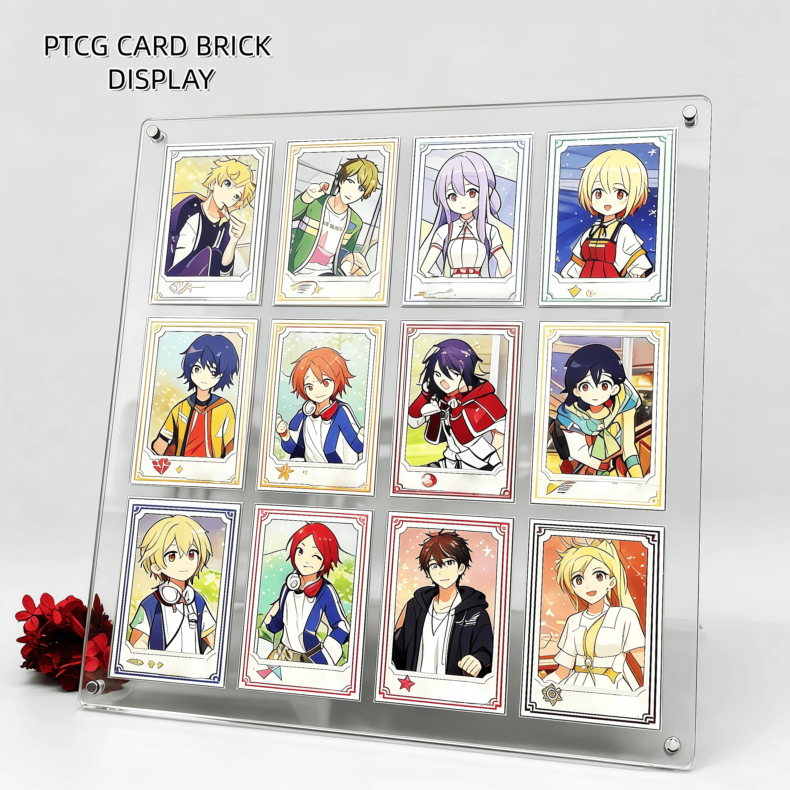 12スロットptcgディスプレイスタンド-ポラロイド写真フレーム-コレクションカード以上を収納可能-ポケモン-遊戯王-ショットエクストラ-アクション-スタックブリック