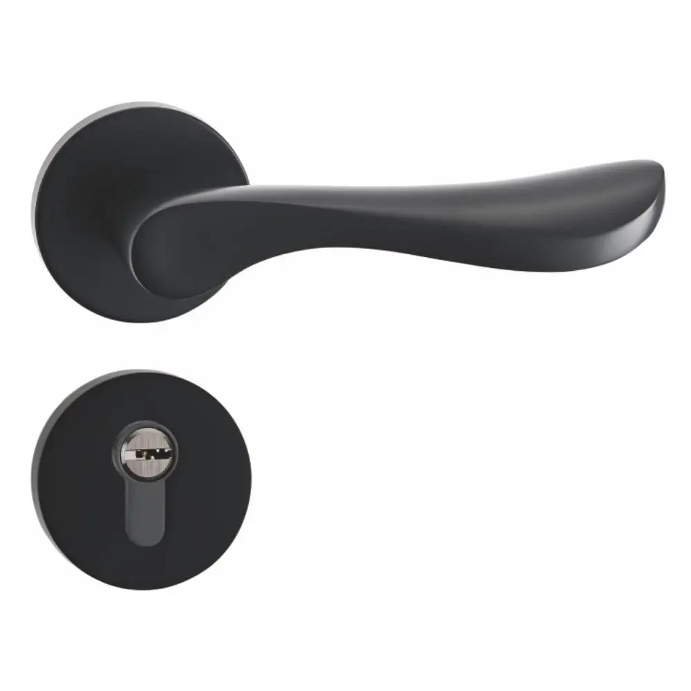 Black Indoor Solid Wood Door Lock Split Magnetic Silent Bedroom Handle Lock