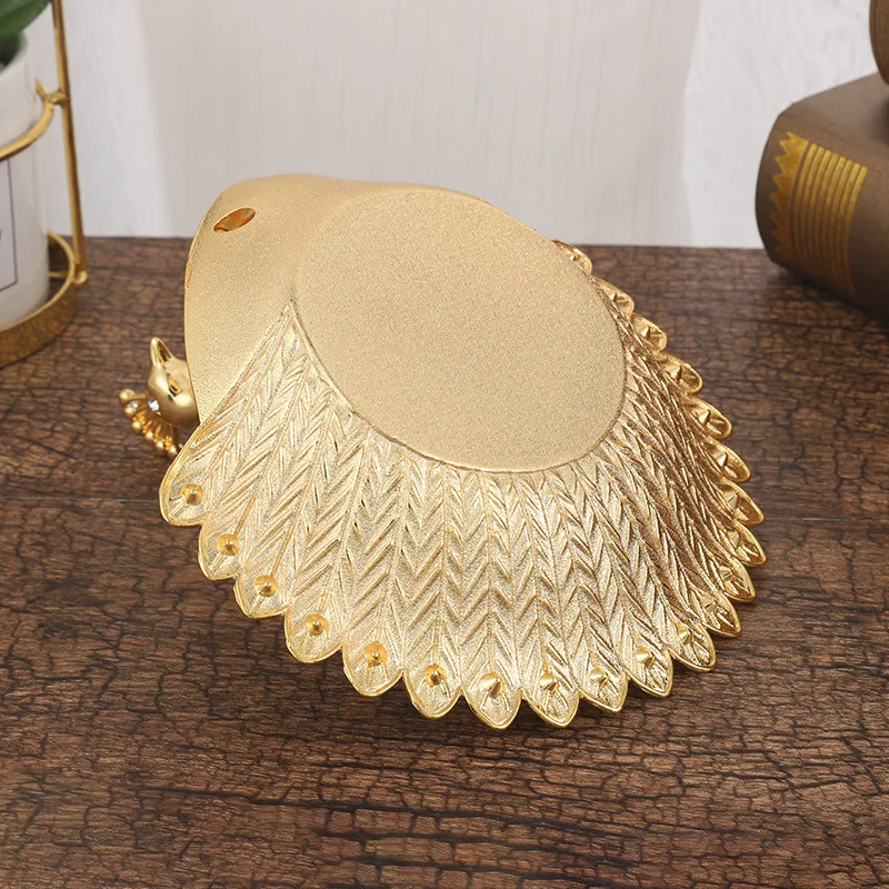 Creative Gold Color Peacock Shape Fruit Plate Bird Dried Dish Snack Tray Nut Bowl Table Wedding Party Home Decoration