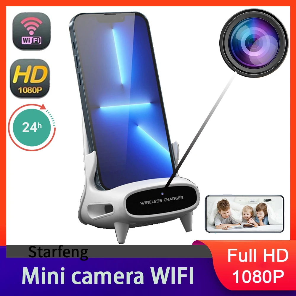 Wireless Charger Mini Camera Bracket Base Full HD 1080P Wireless WiFi Control I Remote View DVR Camera Home Monitoring Monitorin