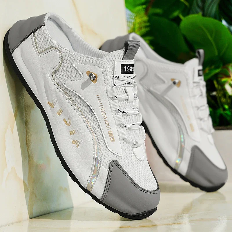 

HKDQ Summer Thick Sole Half Shoes Men Non Slip Fashion Platform Slip on Shoes Casual Outdoor Breathable Mesh Men's Leisure Shoes