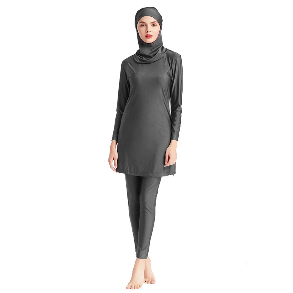 Muslim Swimwear Summer Burkini Women Long Burkini Plus Size 3 Pce Set High Elasticity Bathing Suit Conservative Surfing