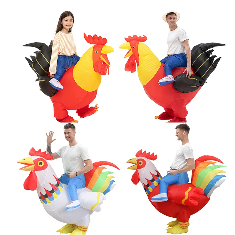 Halloween Funny Rooster Inflatable Costumes Adult Makeup Accessories Party Decoration Cartoon Doll Blow Up Outfits Stage Props view 5