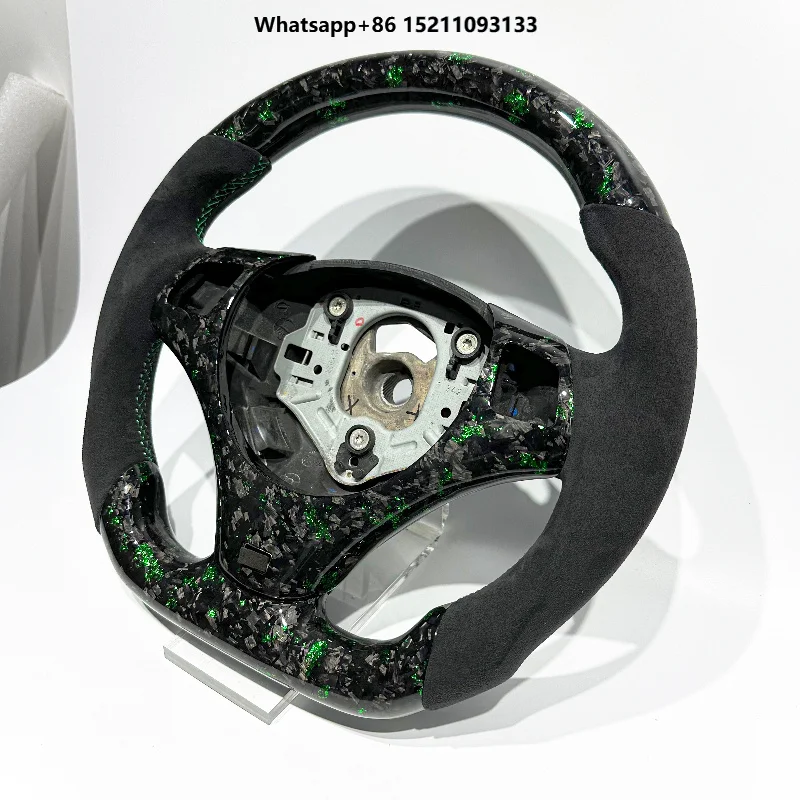 Green Forged Carbon Fibre Leather Car Steering Wheel for E92 E91 E93 E82 E84 E87 E88 E89 320i 325i 330i 335i 328i 3 Series
