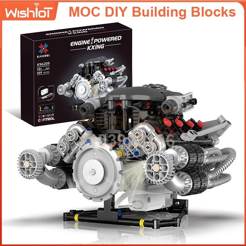 

K96209 Суперкар V8 Модель двигателя 689 шт. Приложение Программируемый светодиодный светильник Строительный блок Сборочный комплект для взрослых и детей, игрушка «сделай сам» в подарок