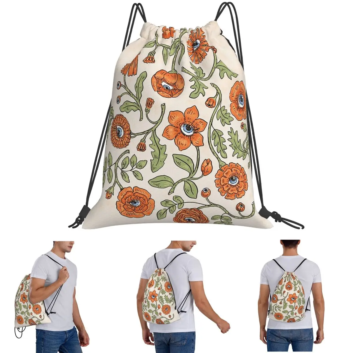 Watching Garden Backpacks Fashion Portable Drawstring Bags Sundries Bag Book Bags For Man Woman School