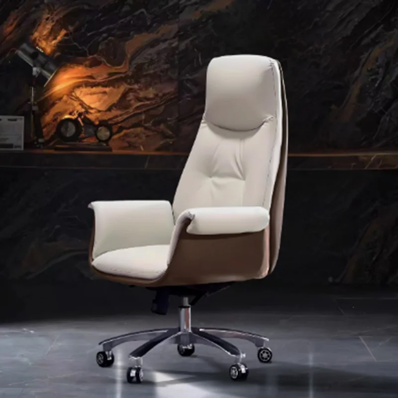 

Luxury Leather Office Chair Executive Computer Relaxing Conference Office Chair Wheels Comfortable Muebles Library Furniture