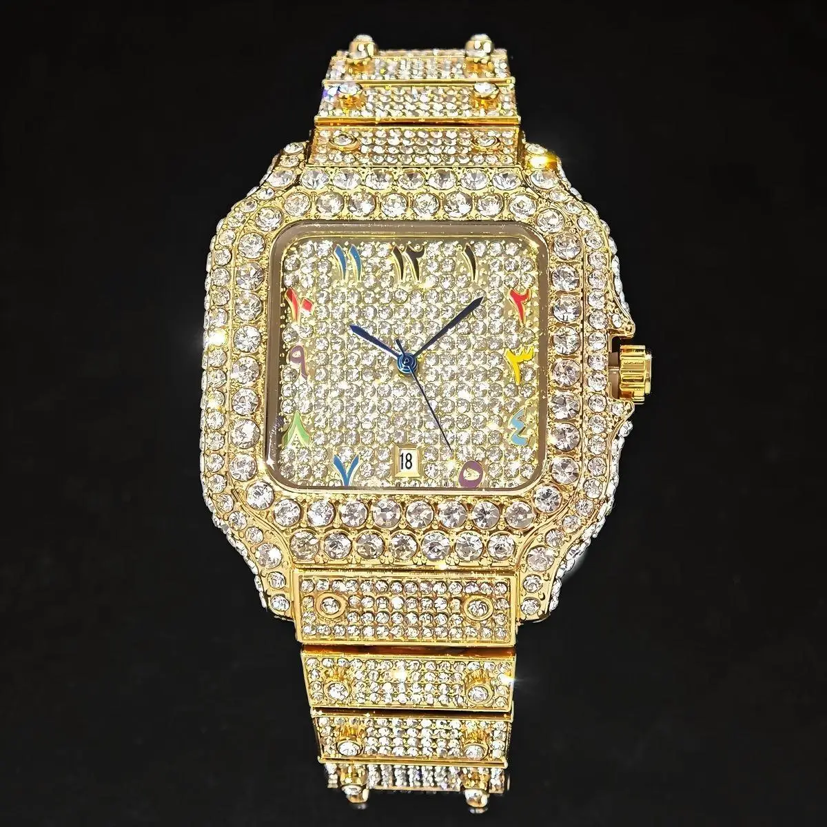 

Лучший люксовый бренд UNIGUET, мужские часы в стиле хип-хоп с бриллиантами Iced out Bling, квадратные кварцевые наручные часы 2025, модные украшения для мужчин