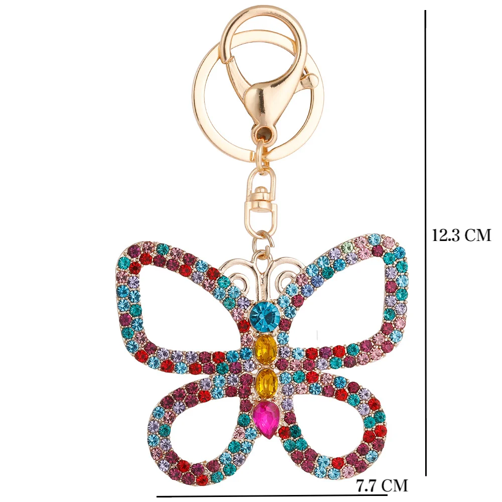 1pc Rhinestone Butterfly Keychain Cute Hollow Metal Key Ring Purse Bag Backpack Car Charm Earphone Accessory, Gift For Mom