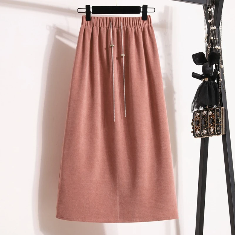 

Однотонная юбка с эластичной резинкой на талии и запахом на ягодицах, новинка 2025, женские тонкие юбки с высокой талией, повседневная универсальная прямая юбка