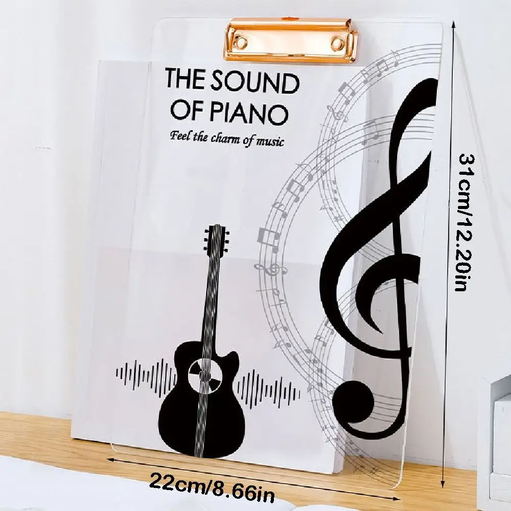 Picture 7: Music Theme Paper Clip Board Thickened Transparent A4 File Folder Writing Tablet Creative Writing Clipboard