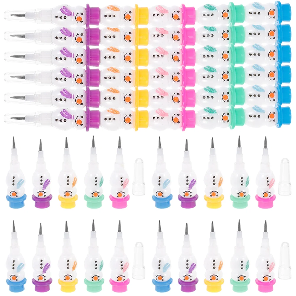 20 Pcs Christmas Snowman Pencil Stacking Pencils Kids Stackable Drawing Cartoon Writing for Students Plastic Lovely Shaped