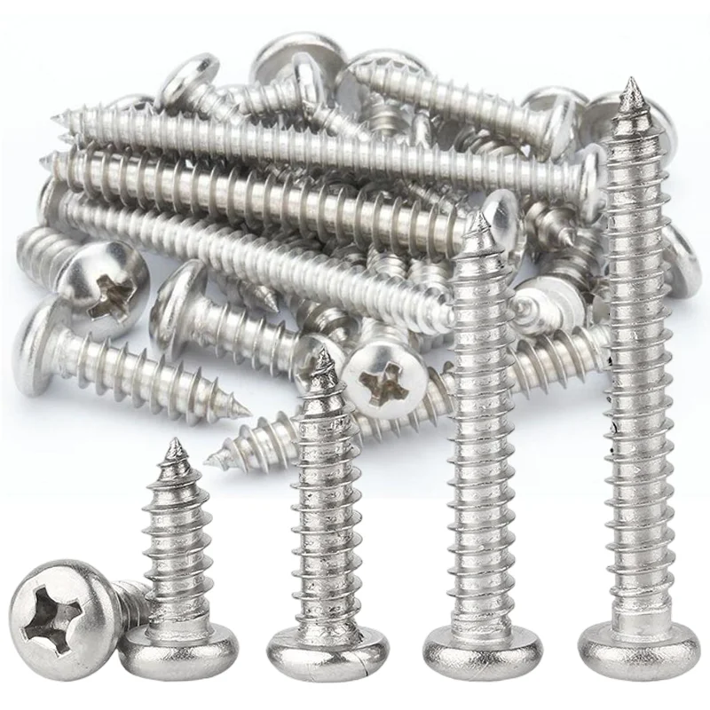 Cross Countersunk Self Tapping Screw Stainless Steel Round Pan Head Self Drilling Screws Repairs Fasteners Set for Wood Metal