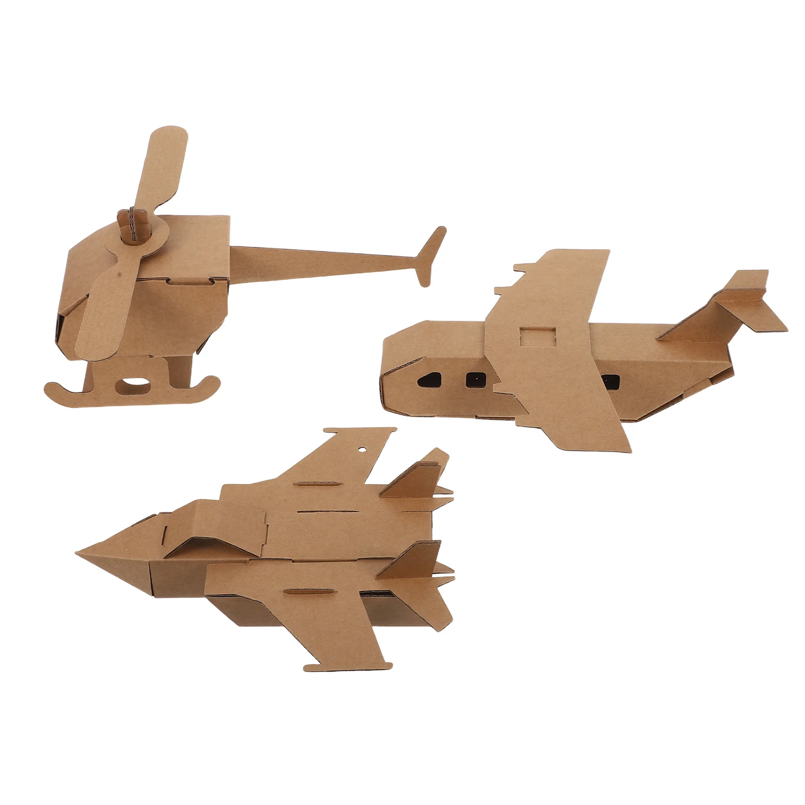 طقم طائرة من الورق المقوى مكون من 3 قطع - مجموعة بناء حرفية للأطفال لنماذج الطيران المصنوعة يدويًا - لعبة تعليمية تفاعلية للمدرسة أو #2