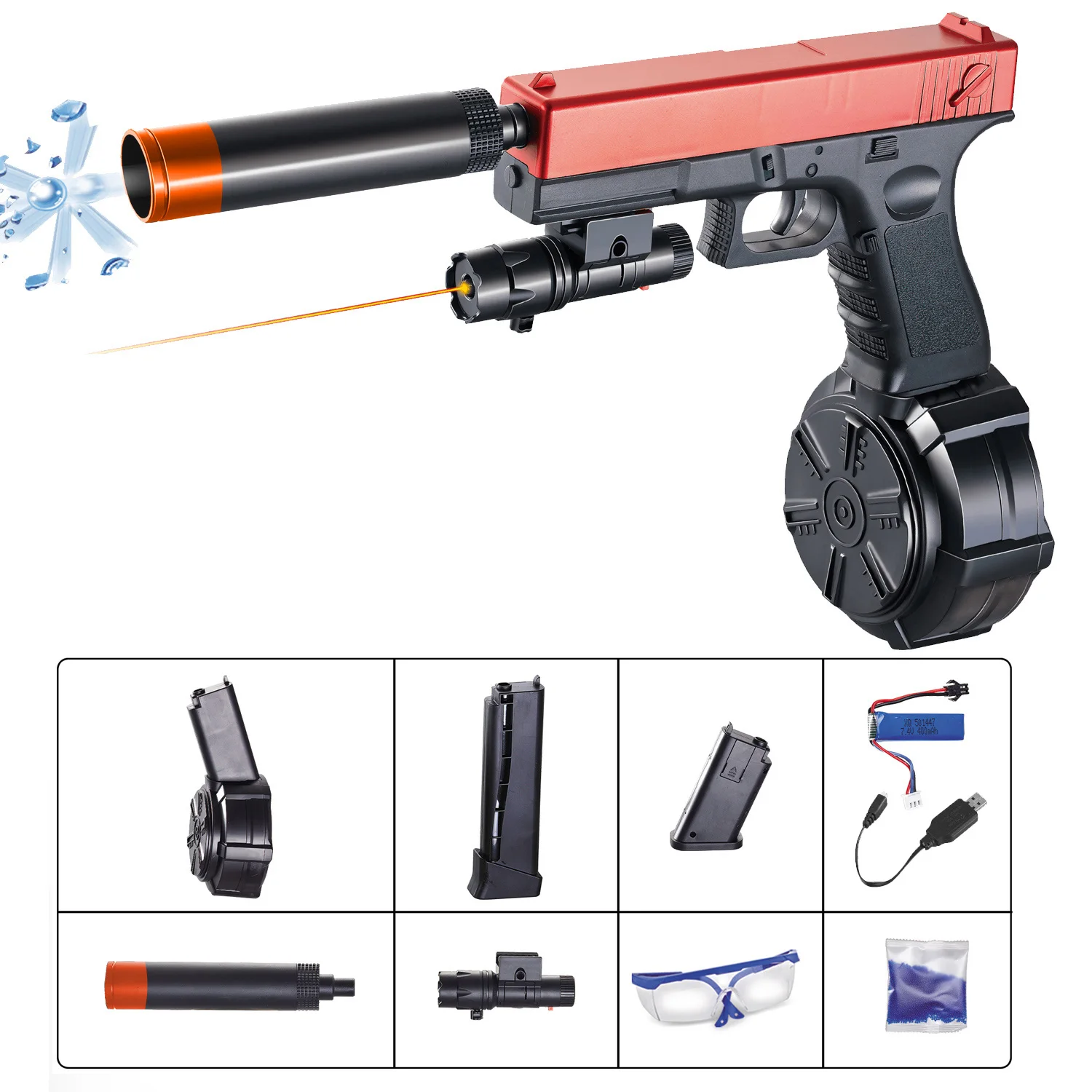 子供の電気おもちゃの銃,高速ジャンプゲームモデル,プロモーション,カモフラージュカラーパターン,ランダムなアクセサリー