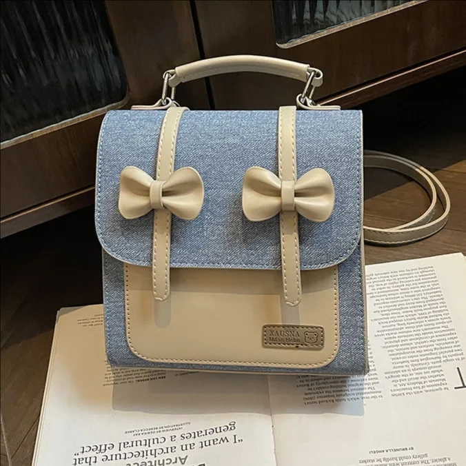 

2025 Новая большая сумка в винтажном стиле с бантом для женщин, многофункциональная однотонная сумка на плечо, дизайнерская роскошная сумка с пэчворком