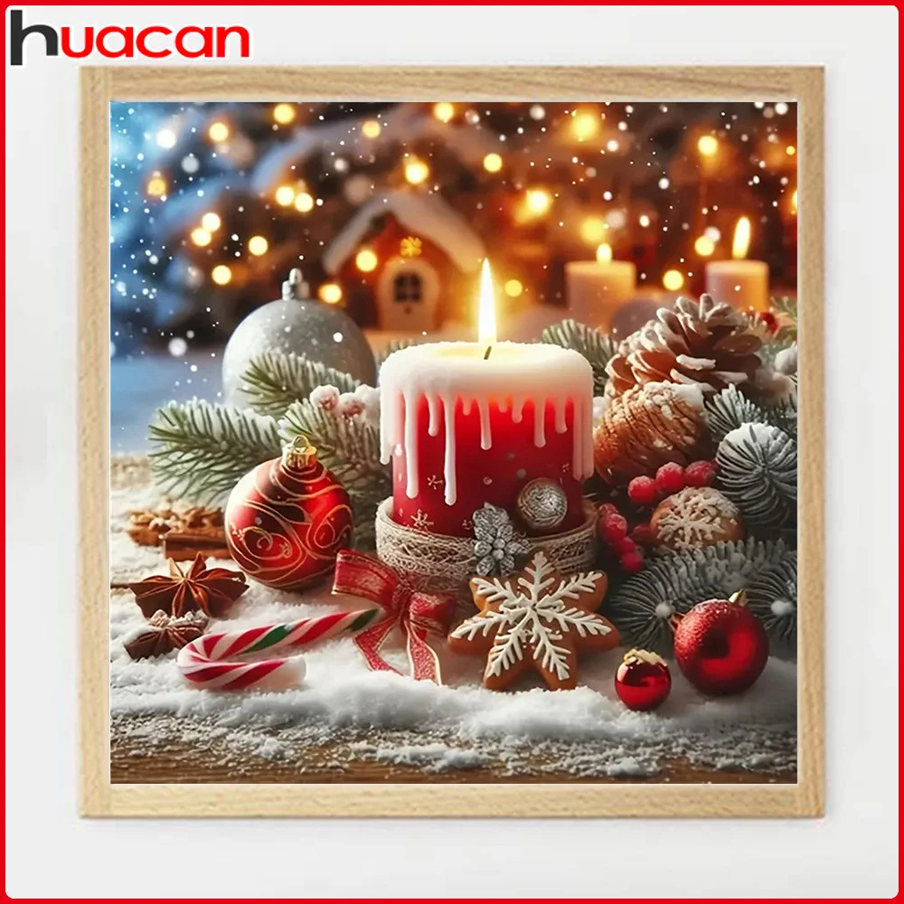Huacan Diamant Malerei Kerze Weihnachten Ball Voll Platz Runde Bohrer Mosaik Landschaft Neue Ankunft Wand Dekoration