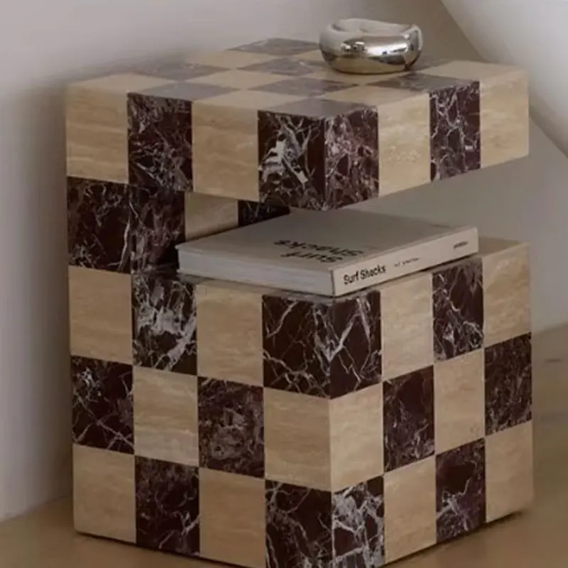2026 Hot Sales Natural Marble Honed Stone Side Table for Minimalist Home Living Room and Office Decoration