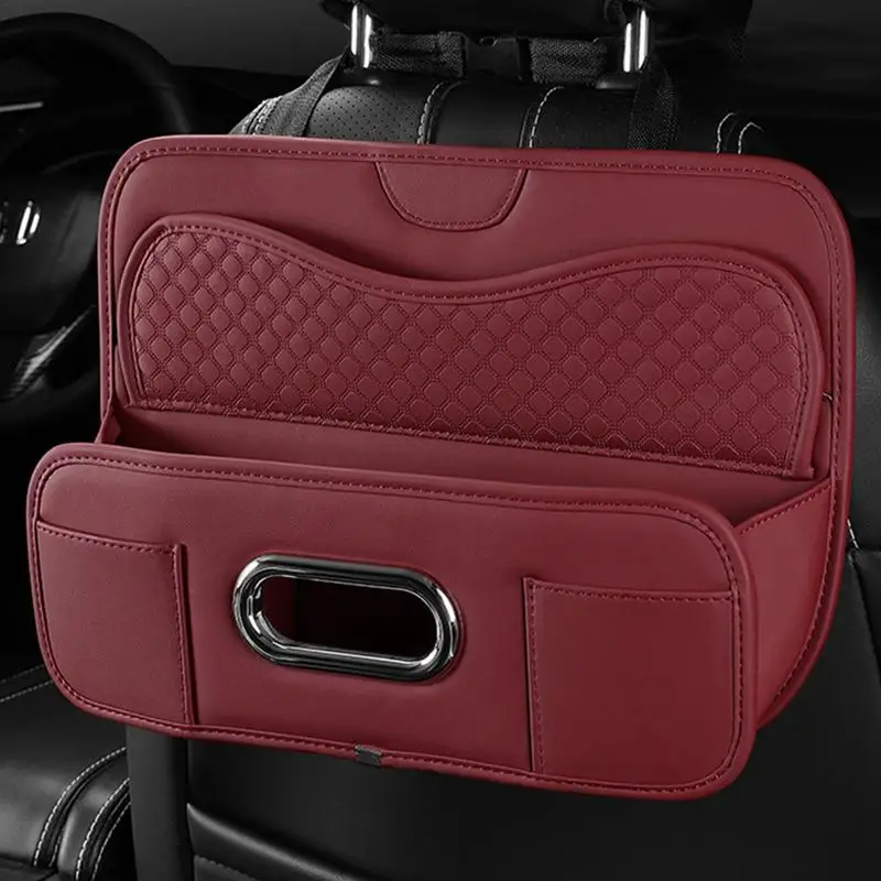 Car Back Seat Headrest Cup Holder auto Organizer Waterproof Leather Tissue Box Car Accessories Interior Storage Bag Car Supplies