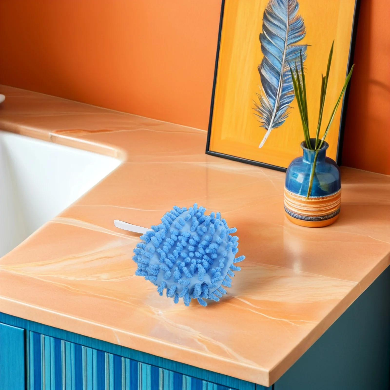 

8Pcs Chenille Absorbent Hand Towels Dry Hanging Ball Kitchen Bathroom Cleaning Cloth Blue Fuzzy Hand Towel Balls