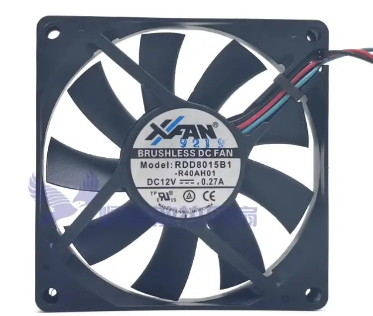 XFAN RDD8015B1 DC 12V 0.27A 80x80x15mm 3-Wire Server Cooling Fan