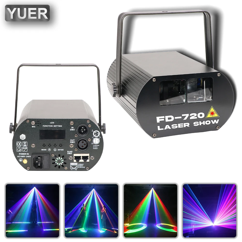 Fast Shipping NEW Double Picture RGB Pattern Animation Stage Laser Effect Lighting Projector DJ Disco Party Led Lights for Xmas