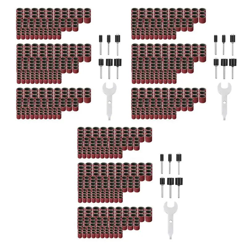 BHTS-900 Pieces Sanding Band Sleeves (80 /120 /240 ) + 18 Pieces Drum Mandrels (2.35Mm/3.17Mm)+ 3 Combination Wrench