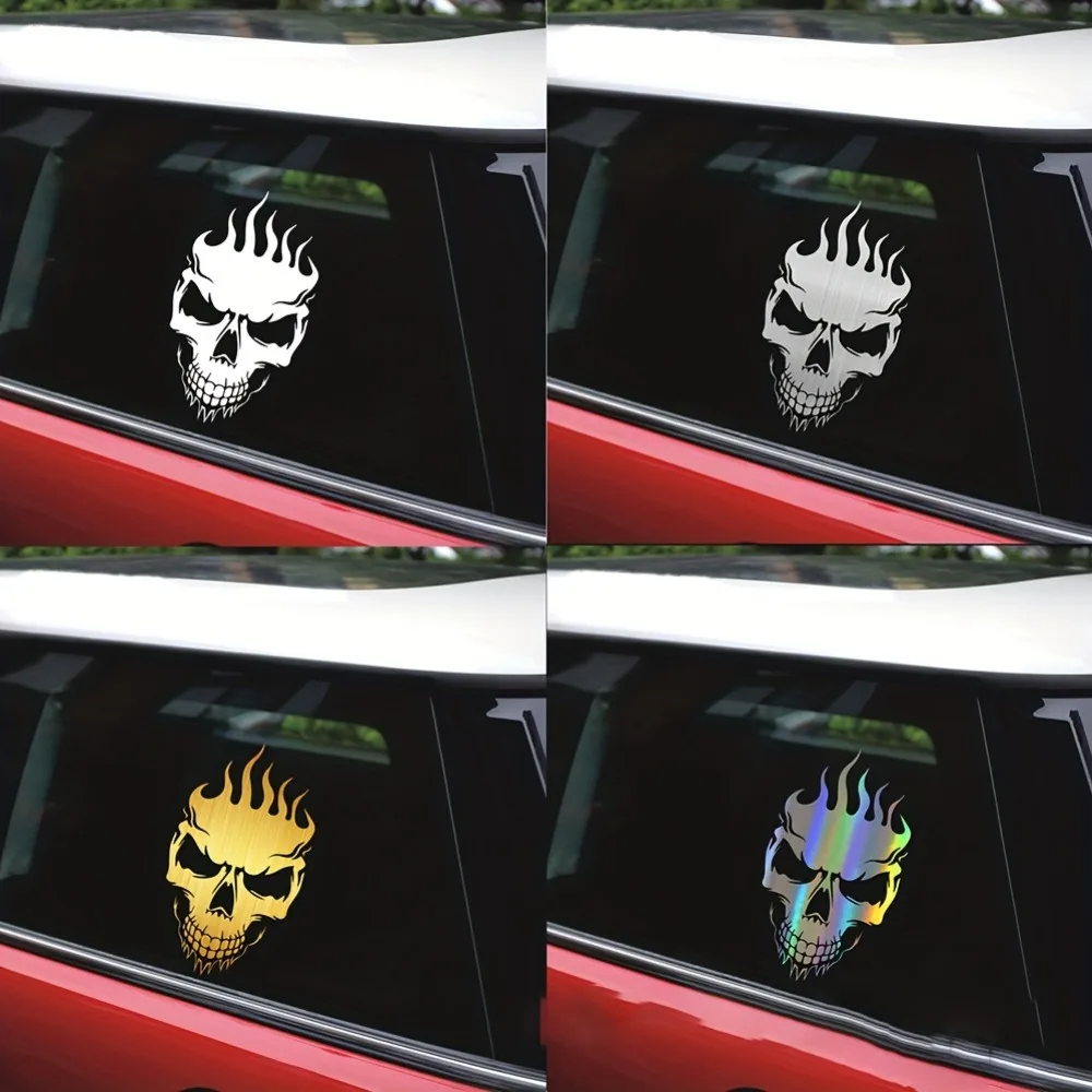 

Trendy Skull Reflective Car Stickers Auto Window Body Styling Waterproof Vinyl Decals Motorcycle Fuel Tank Universal Decoration