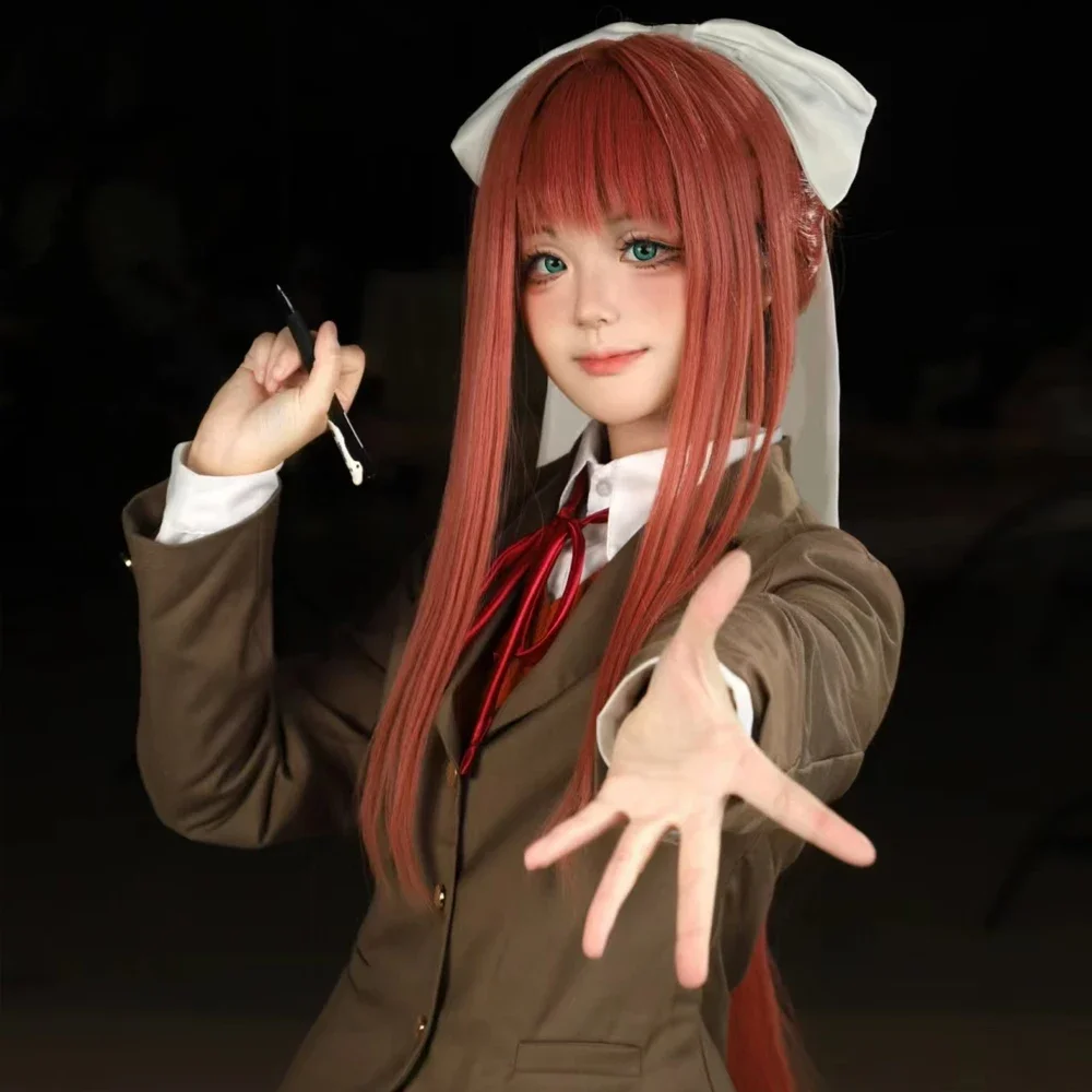 Disfraces de Cosplay de Monika del Anime Doki Doki Literature Club, Disfraces de Halloween de Sayori, Yuri y Natsuki para Mujer, Vestido, Ropa