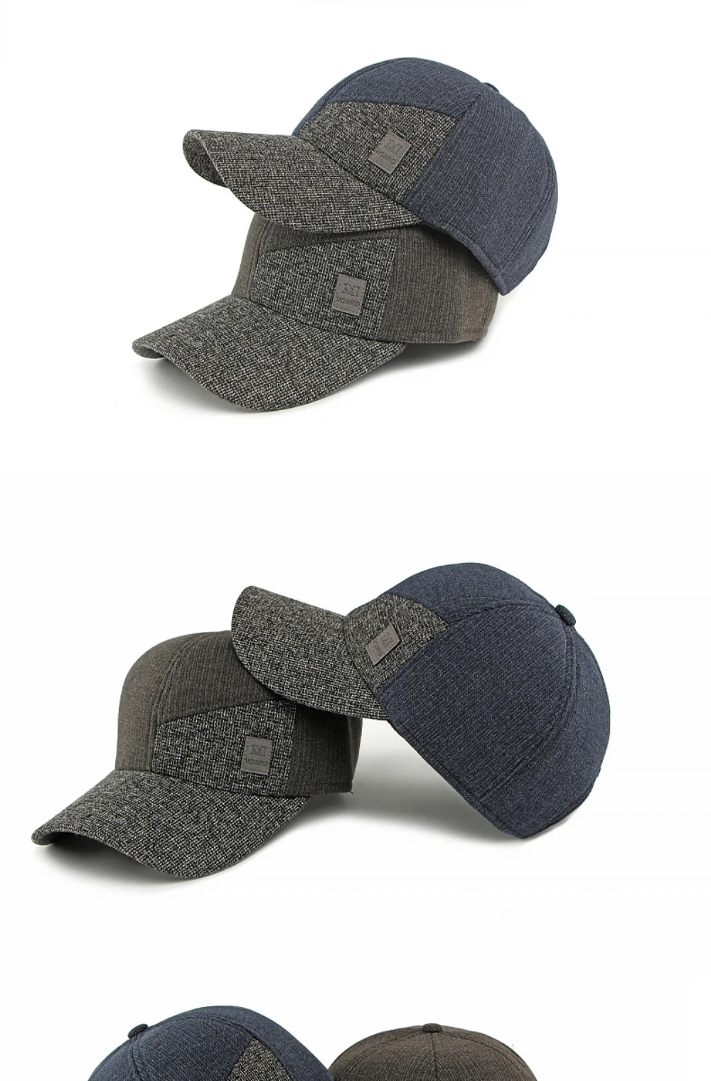 HT5011 Winter-Baseballmütze, dicke, warme, mit Fleece gefütterte Mütze für Männer und Frauen, Woll-Baseballmützen mit Ohrenklappen, verstellbare Vater- und Papa-Mütze – Detail 4