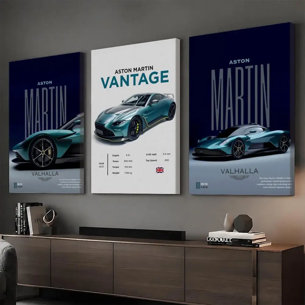 A-Aston Car M-Martin Painting Calligraphy HD Canvas Print Poster Wall Art | Optional Frame | Modern Hallway Decor