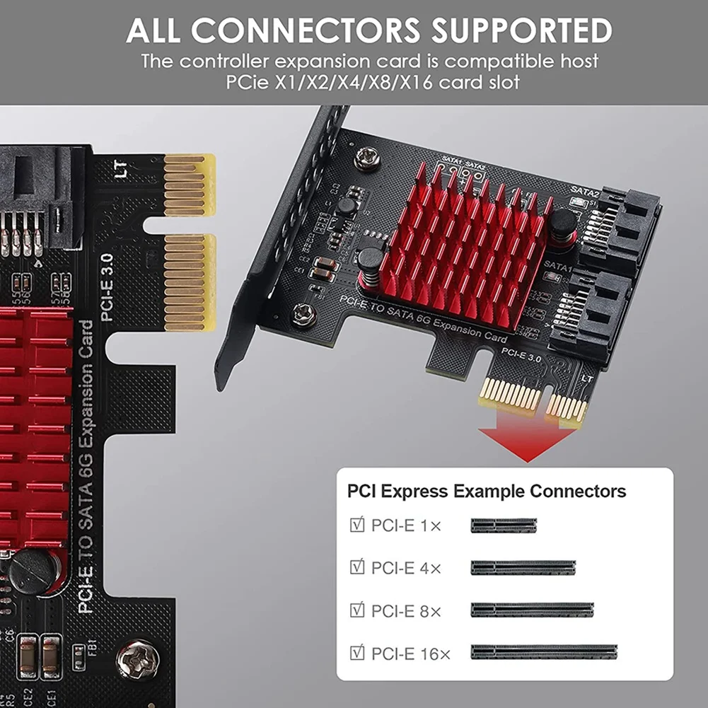 PCIe إلى 2 منافذ SATA 3 III 3.0 6 Gbps SSD محول PCI-E PCI Express X1 لوحة تحكم بطاقة توسيع دعم X4 X6