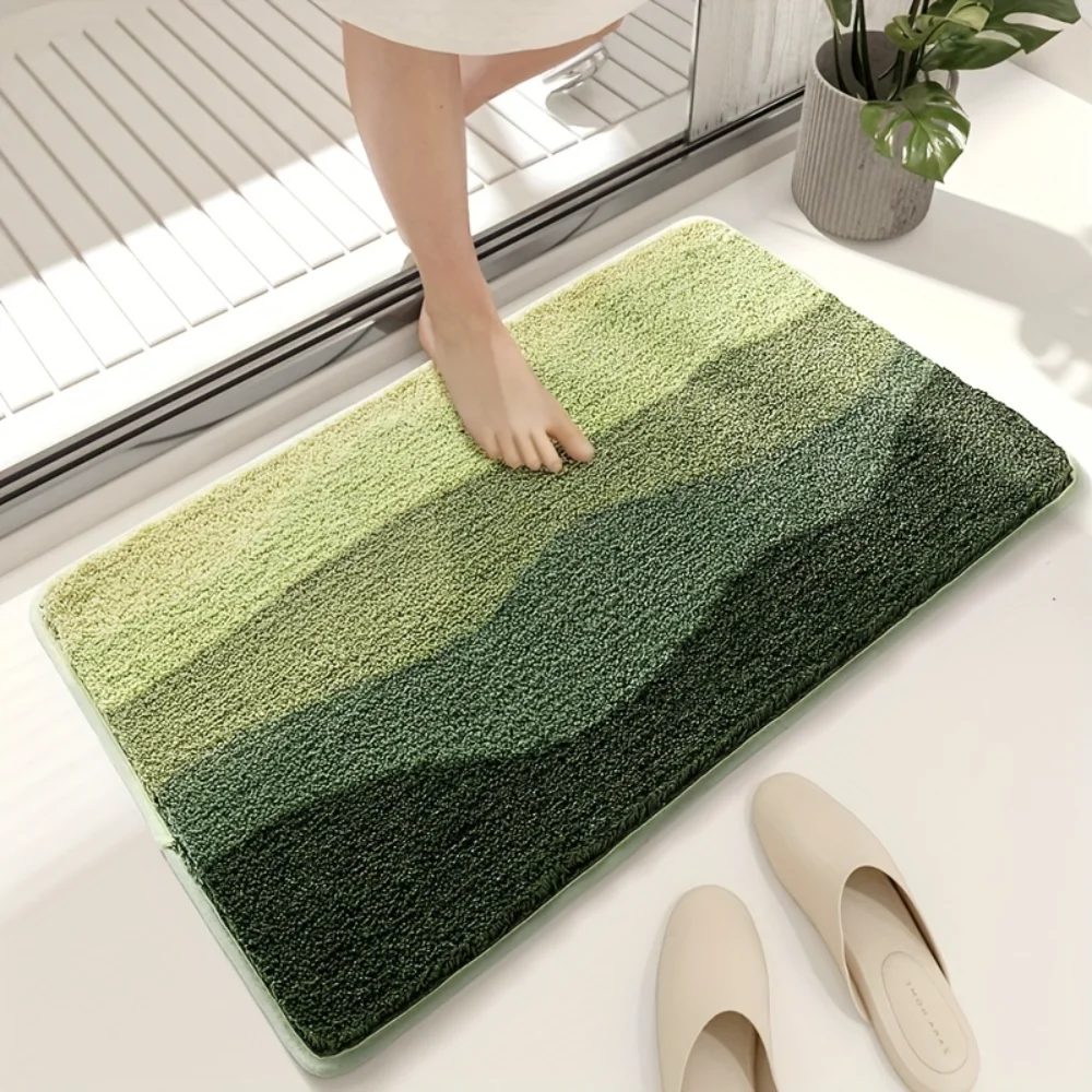 

1pc Bathroom Anti-slip Mat, Soft Plush Bath Rug, Machine Washable Bath Mat, Absorbent Thickened Door Carpet For Living Room Bat