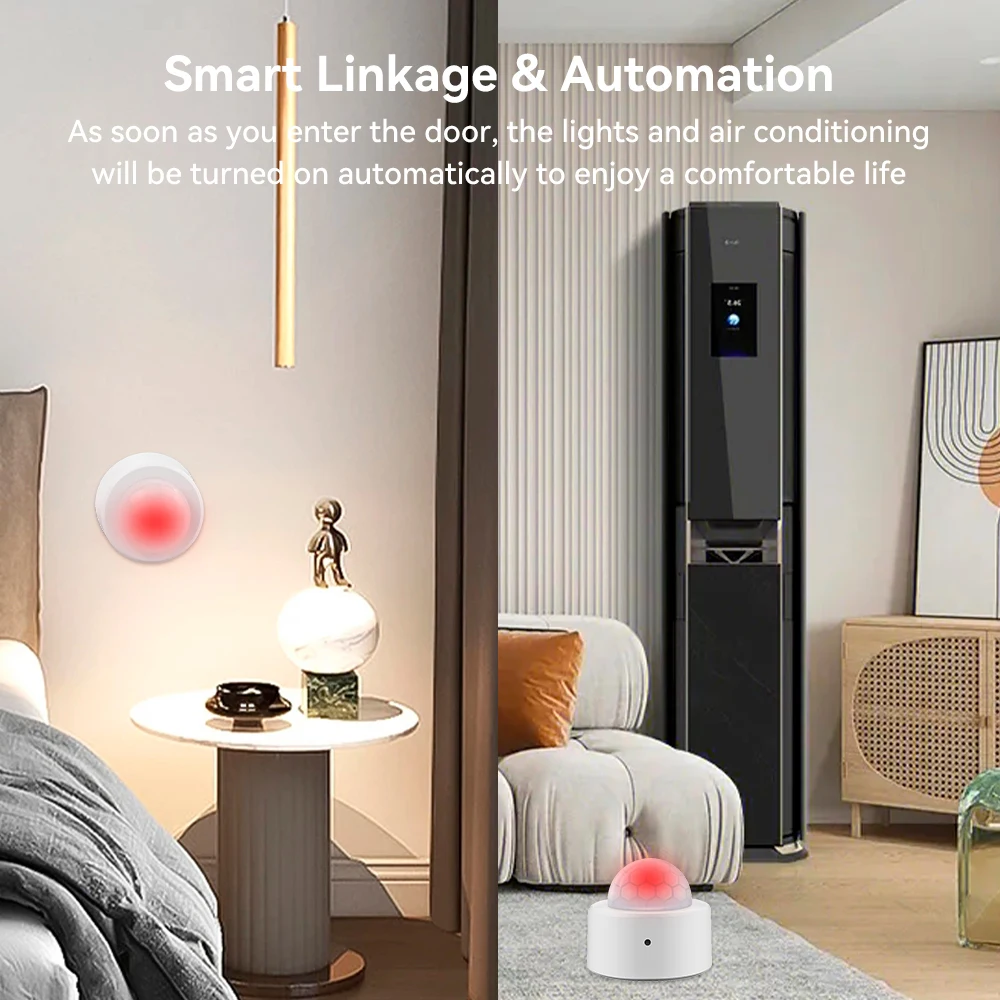 Tuya 2in1 Zigbee Mini PIR Motion Detector+Bright Lux Light Passive Infrared Security Burglar Alarm Sensor Via Alexa  Google Home