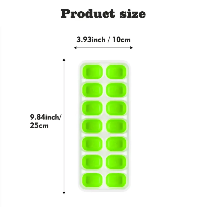 14Grid Silicone Ice Cube Mold Tray Iceball Maker Bucket with Lid Popsicle Ice Mold Silicone for Kitchen Beer Juice Freezer Mould