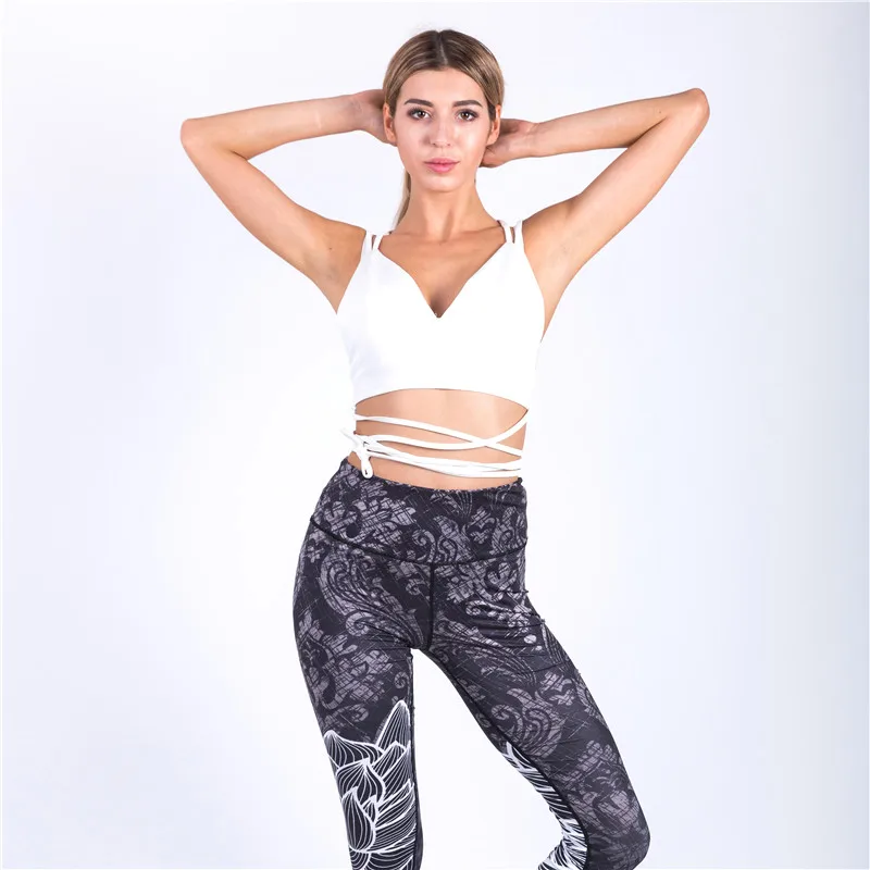 Impressão digital 3d leggings mulheres flor de lótus calças de fitness legging elástico cintura alta leggings treino activewear