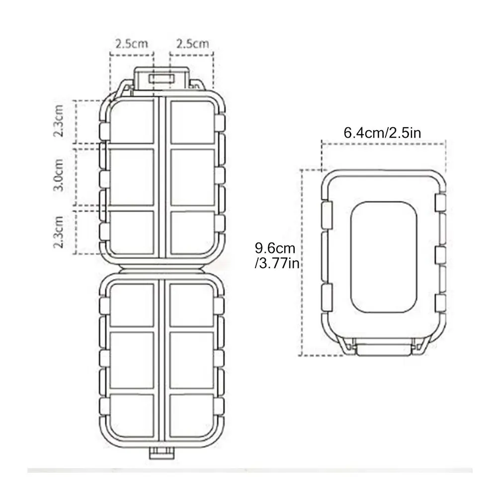 Kotak pil perjalanan 12 kisi, kotak pil tahan kelembaban untuk dompet saku, wadah obat portabel