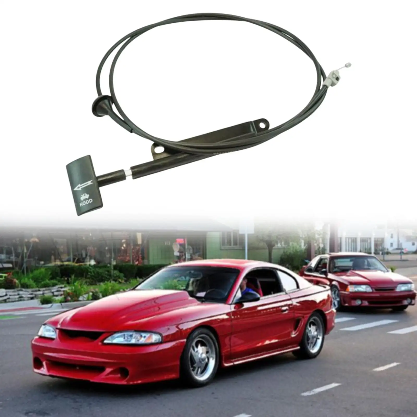 Hood Release Cable Sturdy High Performance Easy to Install Supplies Direct Replace F4zz16916A Black for Ford 94-04 Mustang