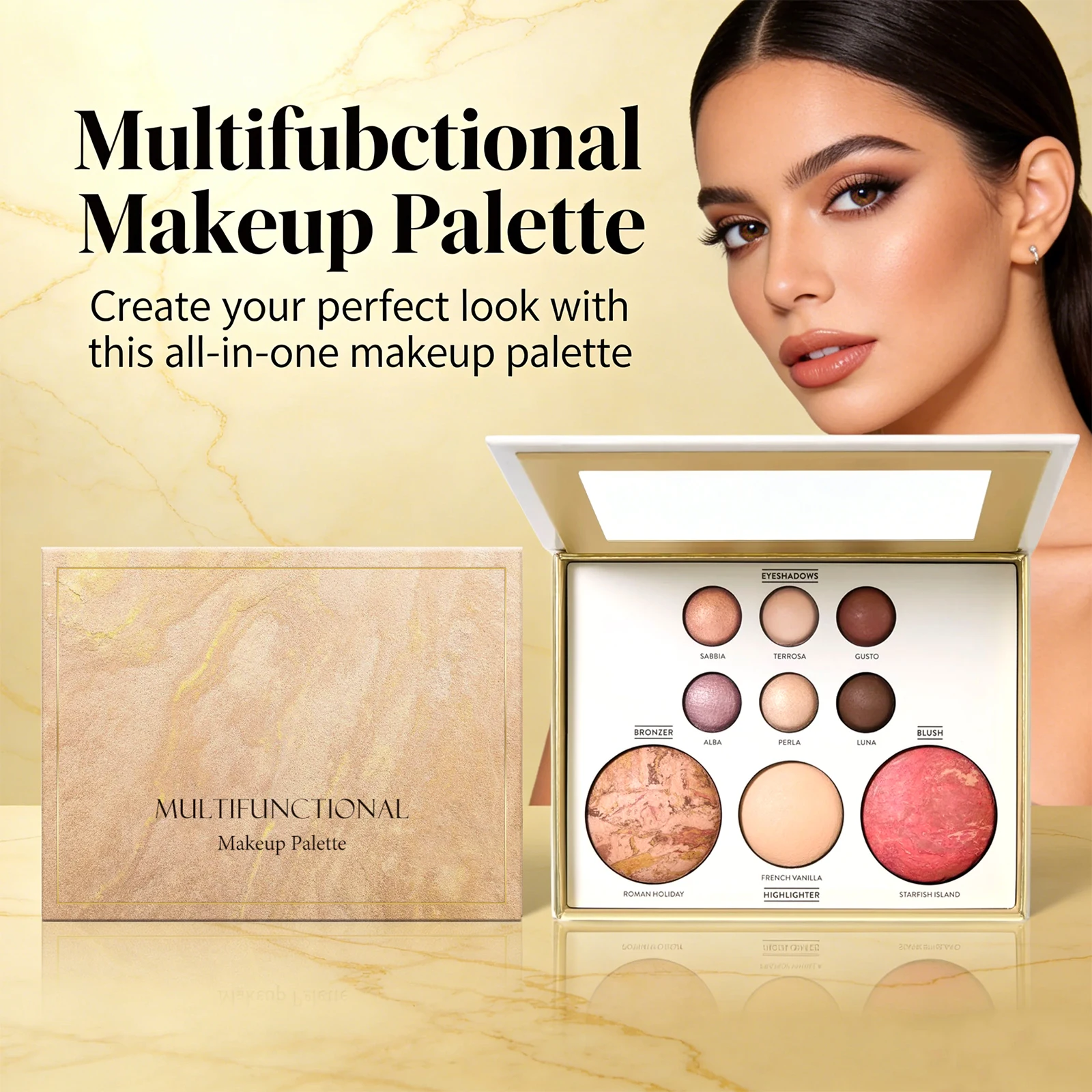 

Multifunctional Makeup Palette Eye Shadow Powder Blusher Highlight Brighten Sleeping Silkworm One Plate for Multiple Purposes