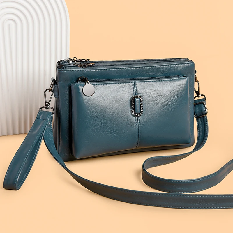 New Fashion Women's Small Purse Solid Color PU Leather Leisure Time Crossbody Phone Bags Luxury Multi Layered Messenger Handbag