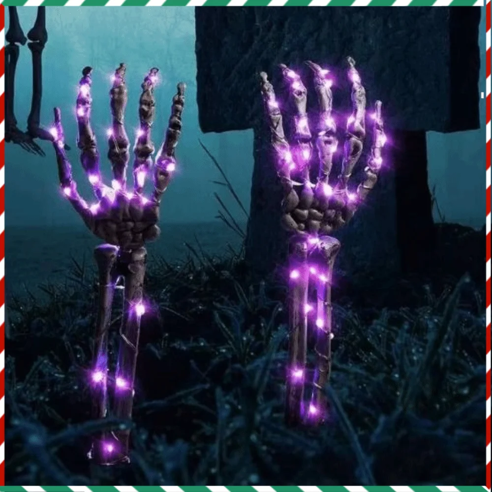 

Exquisite Lighted Skeleton Hand Props LED Plastic Ghost Skeleton Hand Lamp Realistic Weatherproof Glowing Skeleton Hand