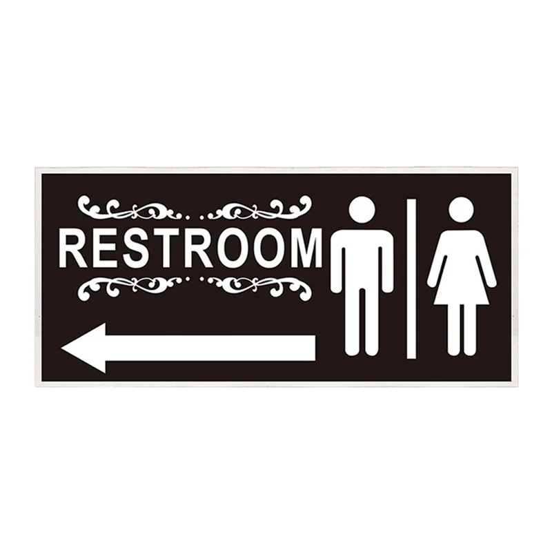 ABJO-Double Sided Metal Restroom Sign Aluminum Bathroom Flag For Business Bathroom Door Restrooms For Home Office