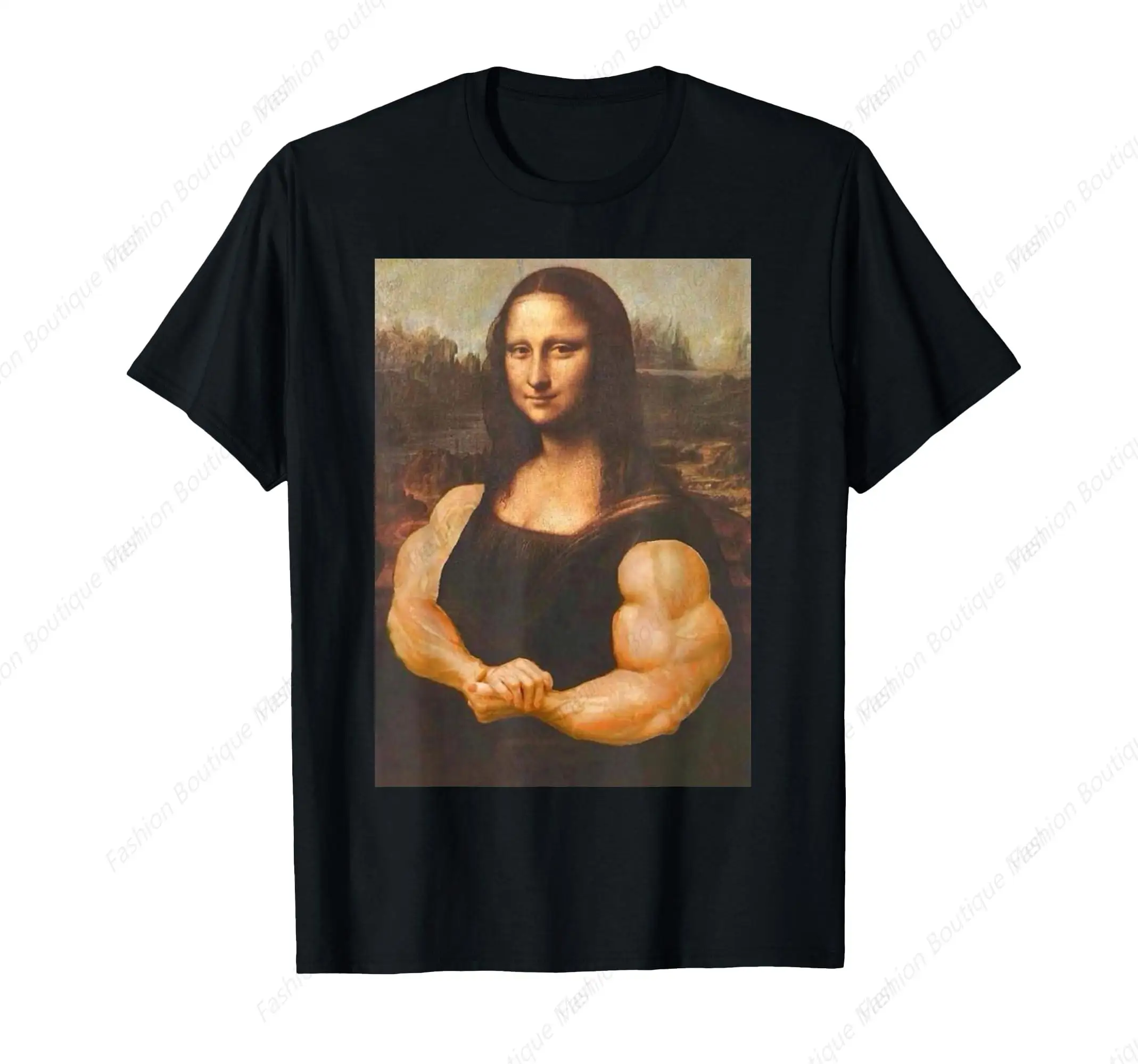 

Mona Lisa Bodybuilding Muscle Gym Workout Outfits T-Shirt Design Special Street Classic Tee Shirt