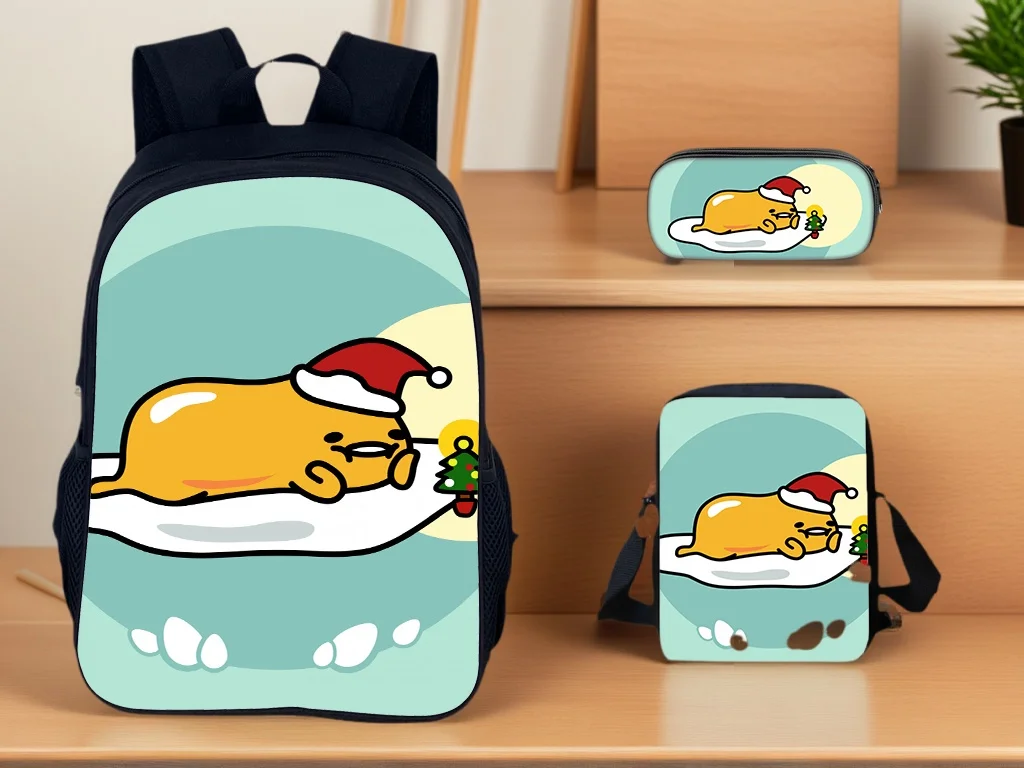 

Little Kid Lazybones Graphic Backpack+Side Bag+Pencil Box 3Pcs Set,Back to School Lightweight Bookbag