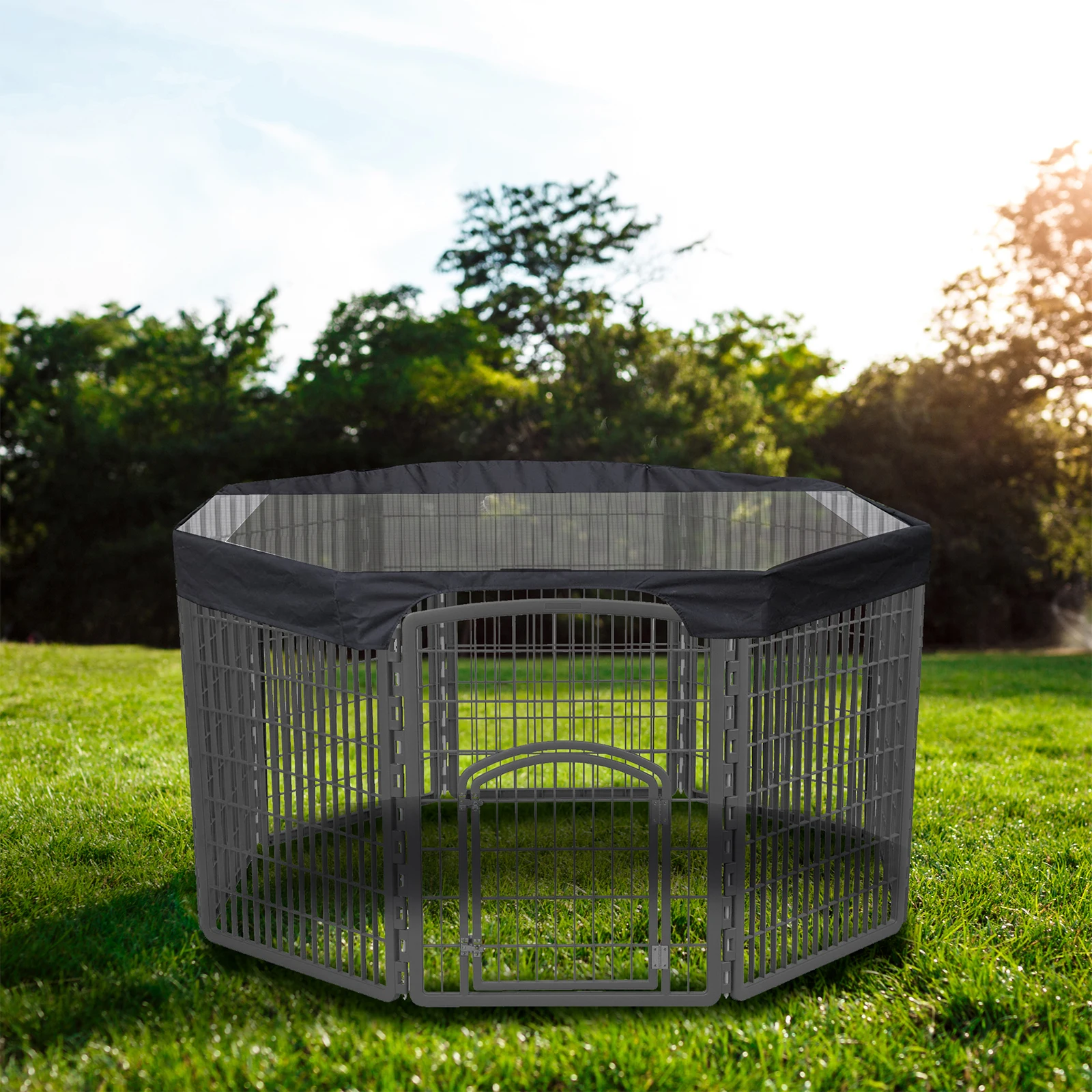 24 Inch Pet Playpen Cover Octagonal Pet Fence Mesh Cover Dog Playpen Sun Protection Shade Cover Waterproof Top Cover