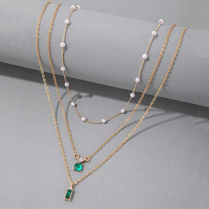 Korean Version Of Girls Fashionable Necklaces Simple Crystal Pearls Multi Layer Necklaces High End Design Sense Wholesale Women