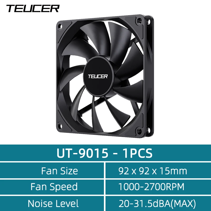 TEUCER CPU Cooling Fan 9cm 4PIN PWM Thin Fan Hydraulic Bearing 1000-2700 Speed  Desktop PC Case Cooling image 2