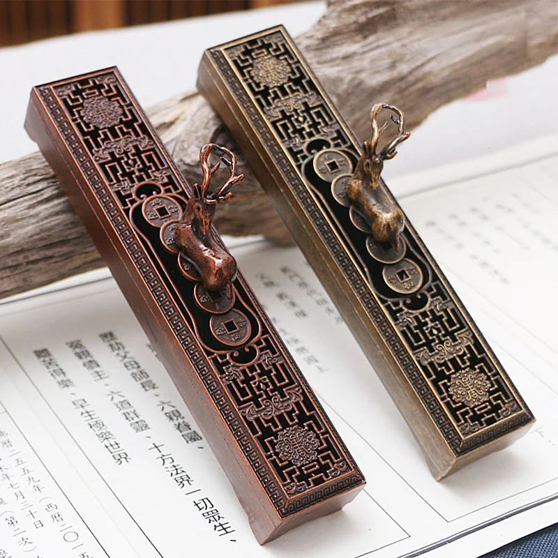 цена Creative Retro Copper Metal Incense Burner Home Office Incense Stick Holder Traditional Chinese Burner Catcher Carve Censer Box